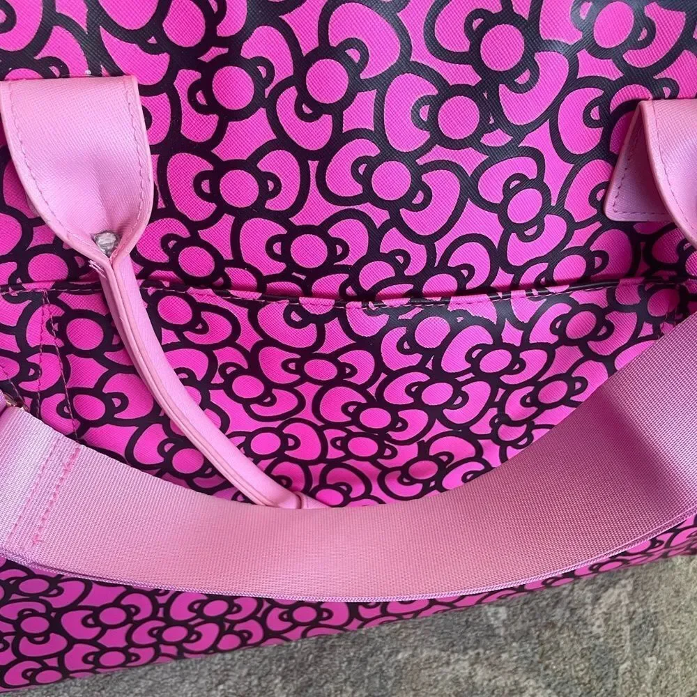 Hello Kitty Sanrio Travel Tote Crossbody Pink Patterned Bag Set